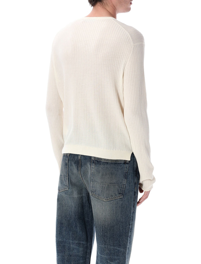 Our Legacy Fine Henley Cotton Crepe Sweater Ivory Superior