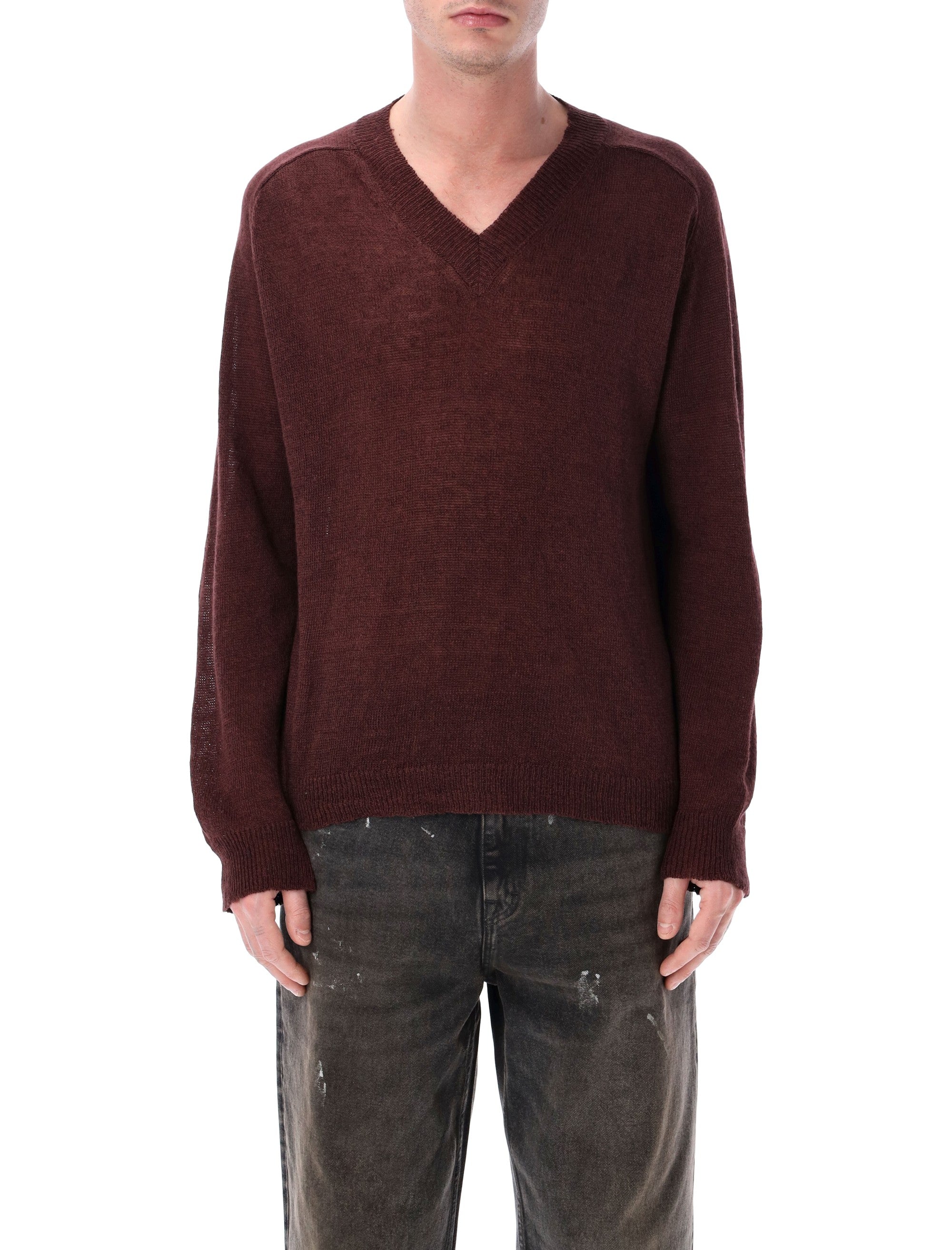 Our Legacy Rue V-neck sweater Cabernet Linen