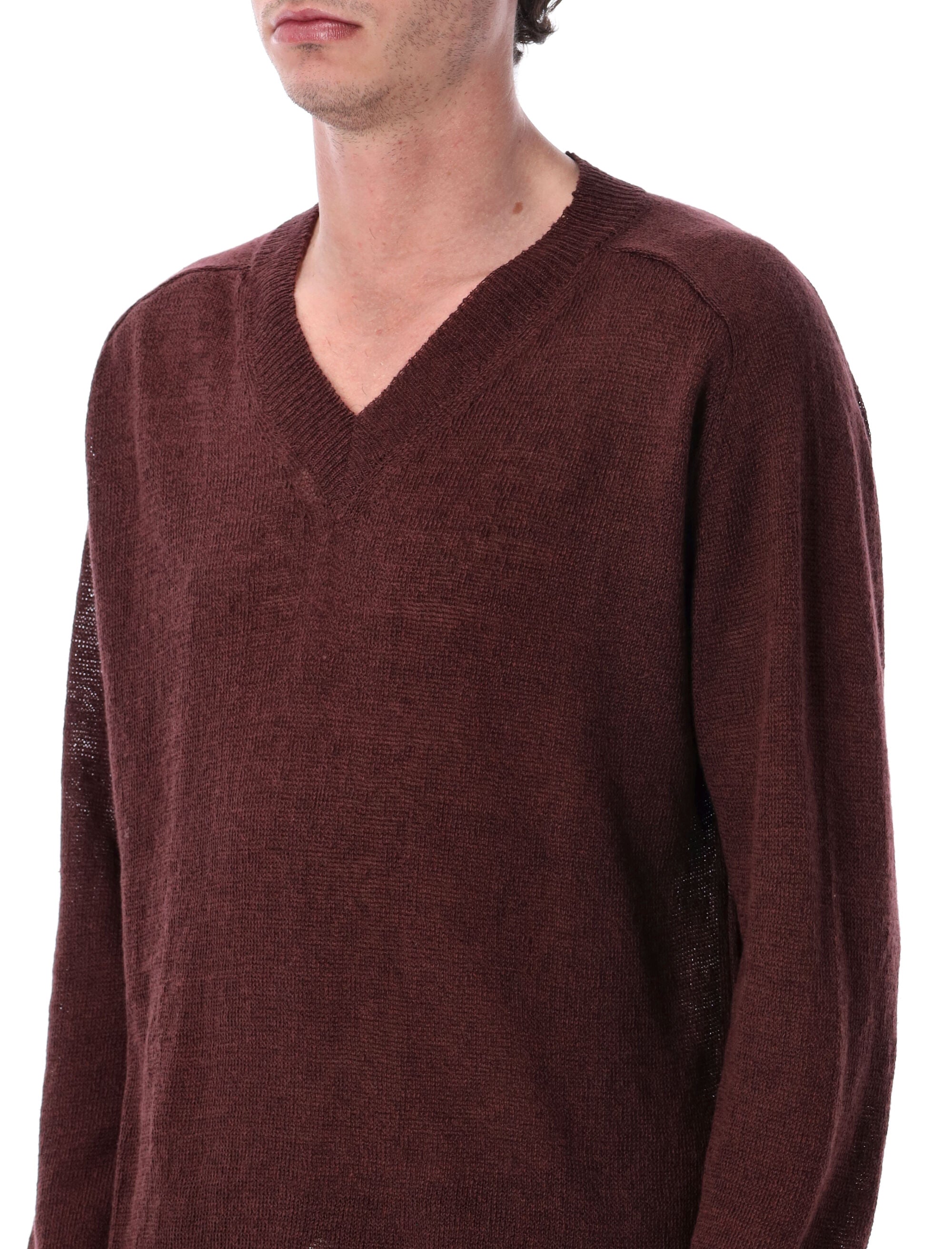 Our Legacy Rue V-neck sweater Cabernet Linen
