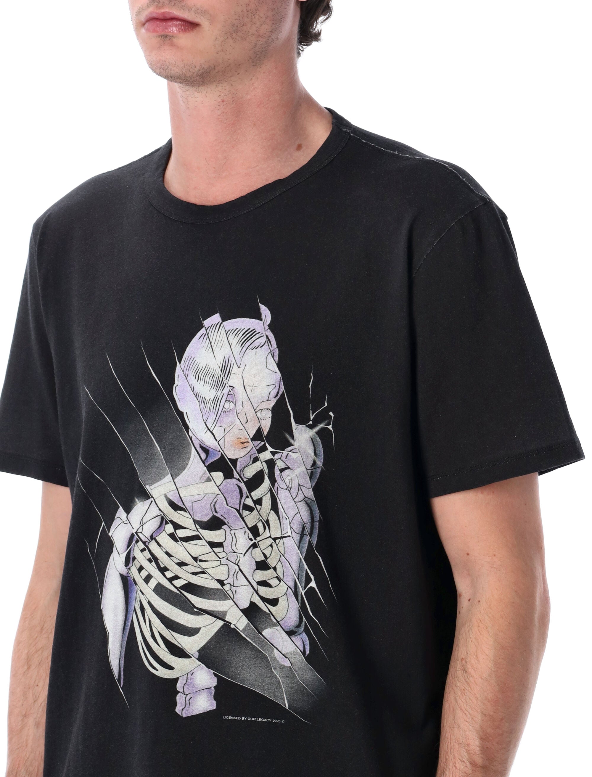 T-shirt New Box con stampa Cybernetic Angel di Our Legacy Black Wash Cotton Tshirt