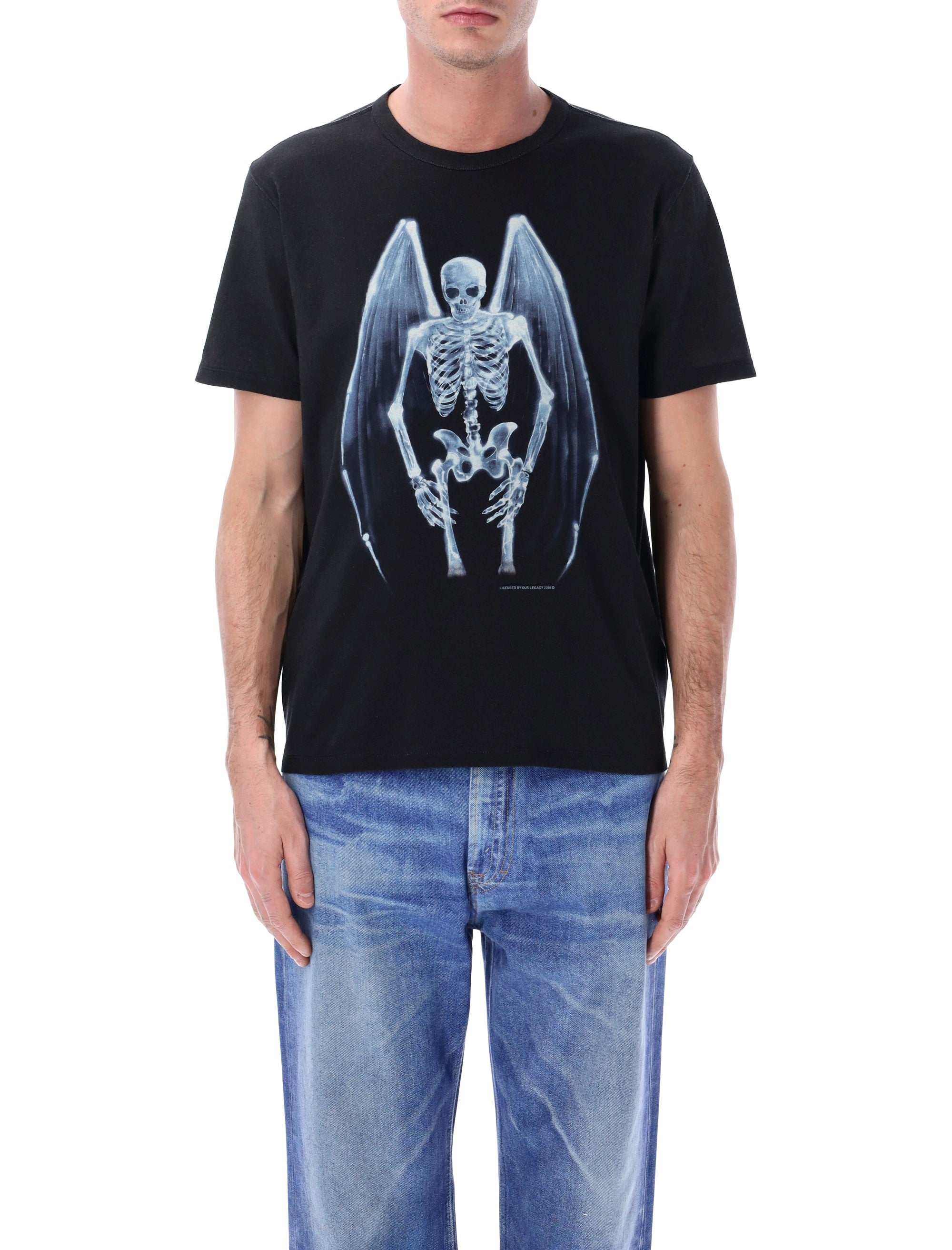 Our Legacy New Box t-shirt with Fallen Angel print Black Wash Cotton Tshirt