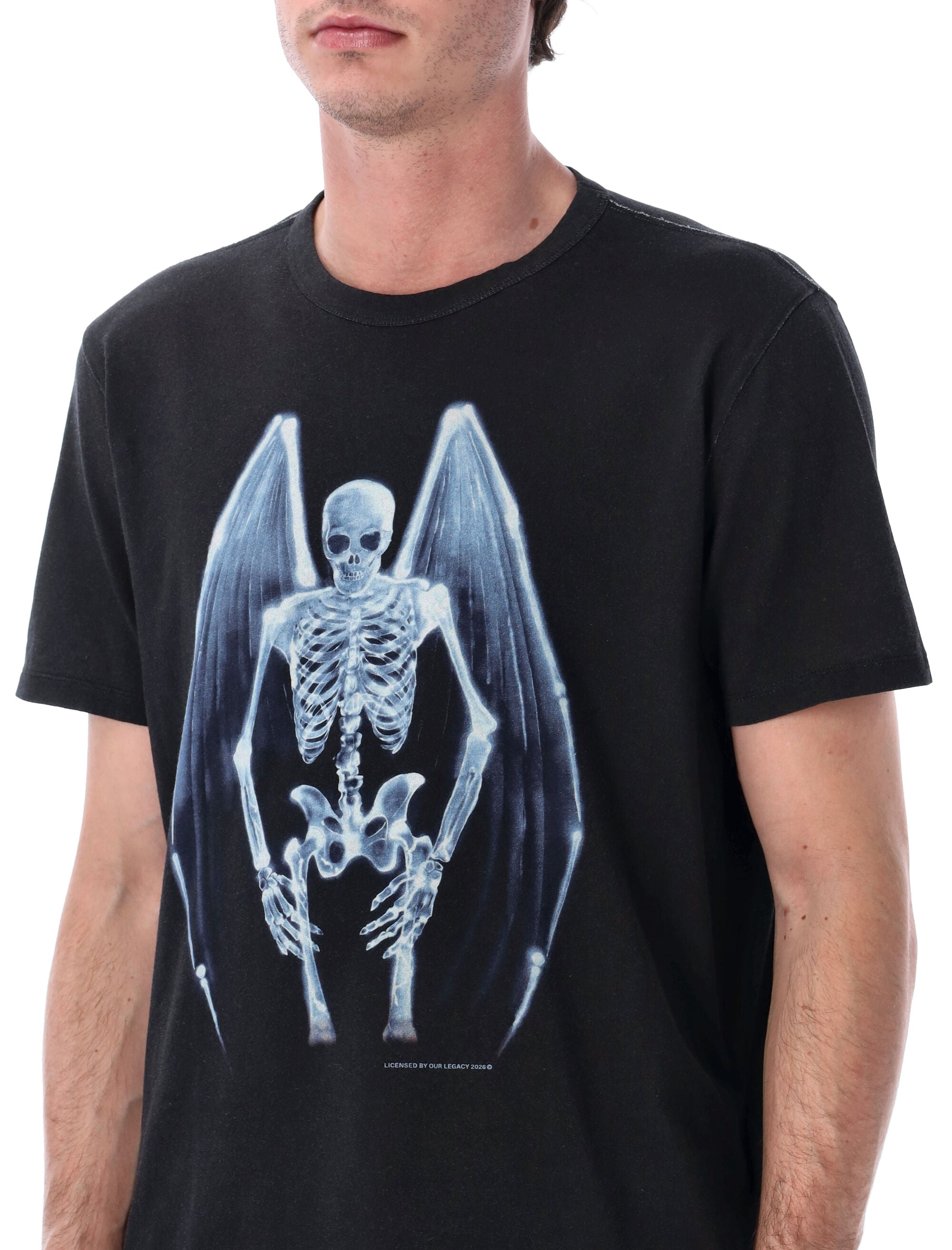 Our Legacy New Box t-shirt with Fallen Angel print Black Wash Cotton Tshirt