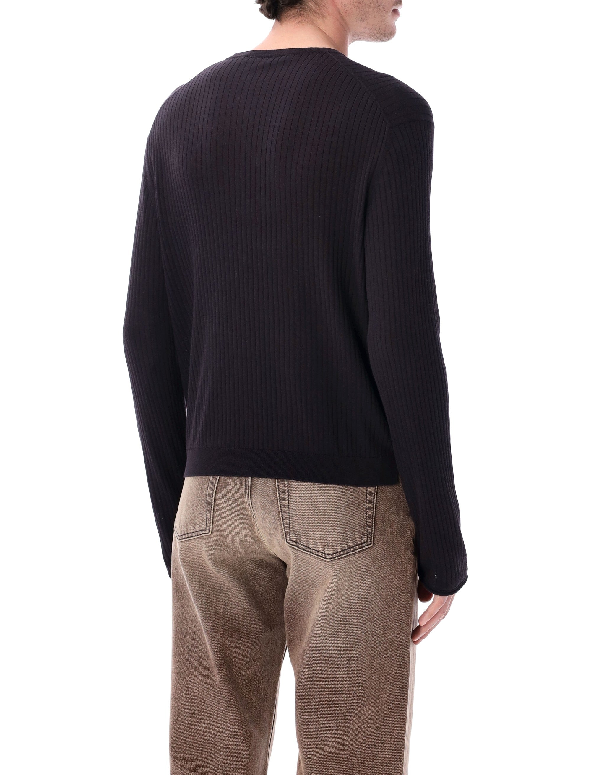 Our Legacy Fine Henley Cotton Crepe Navy Superior Sweater