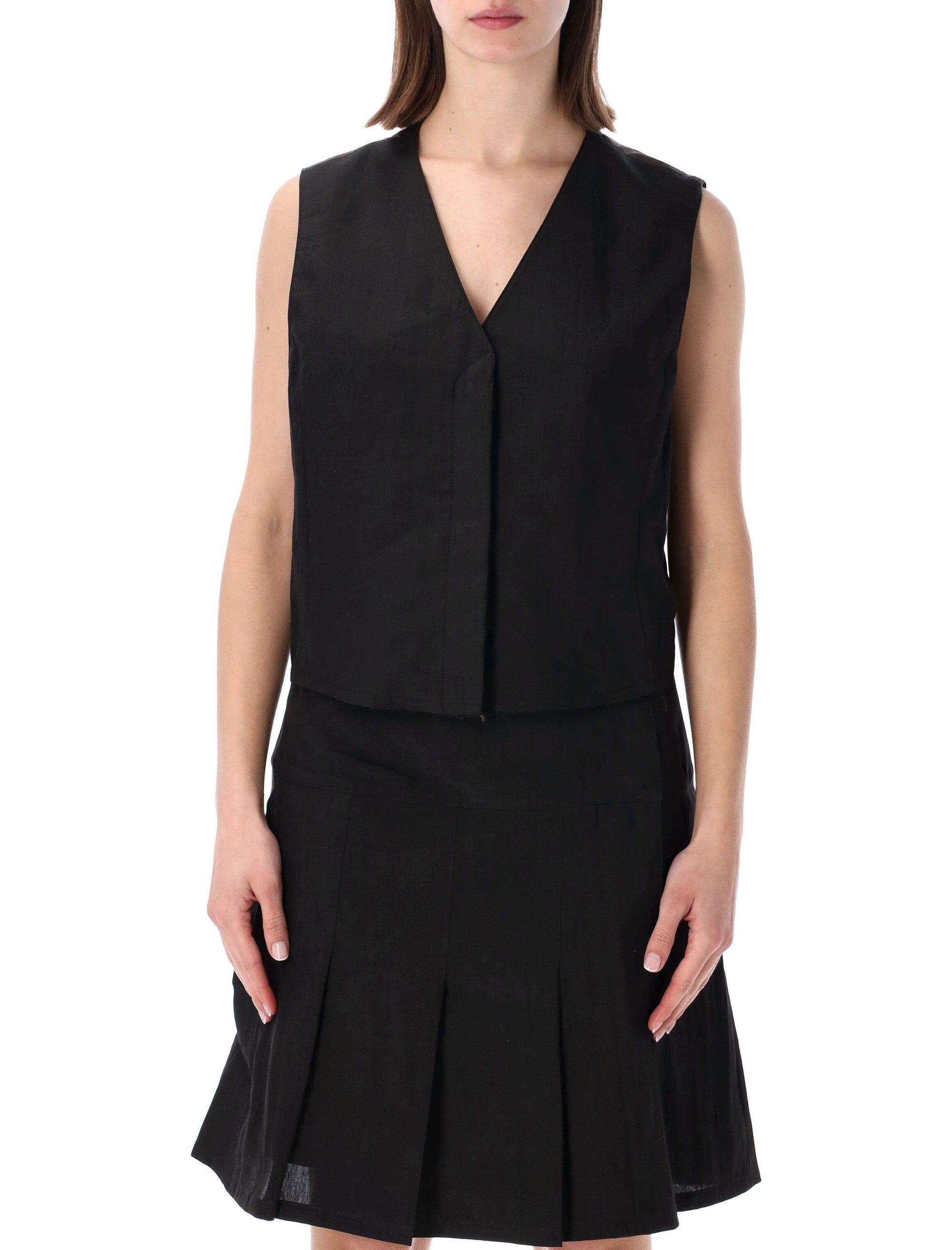 Our Legacy soot black linen blend waistcoat Vest