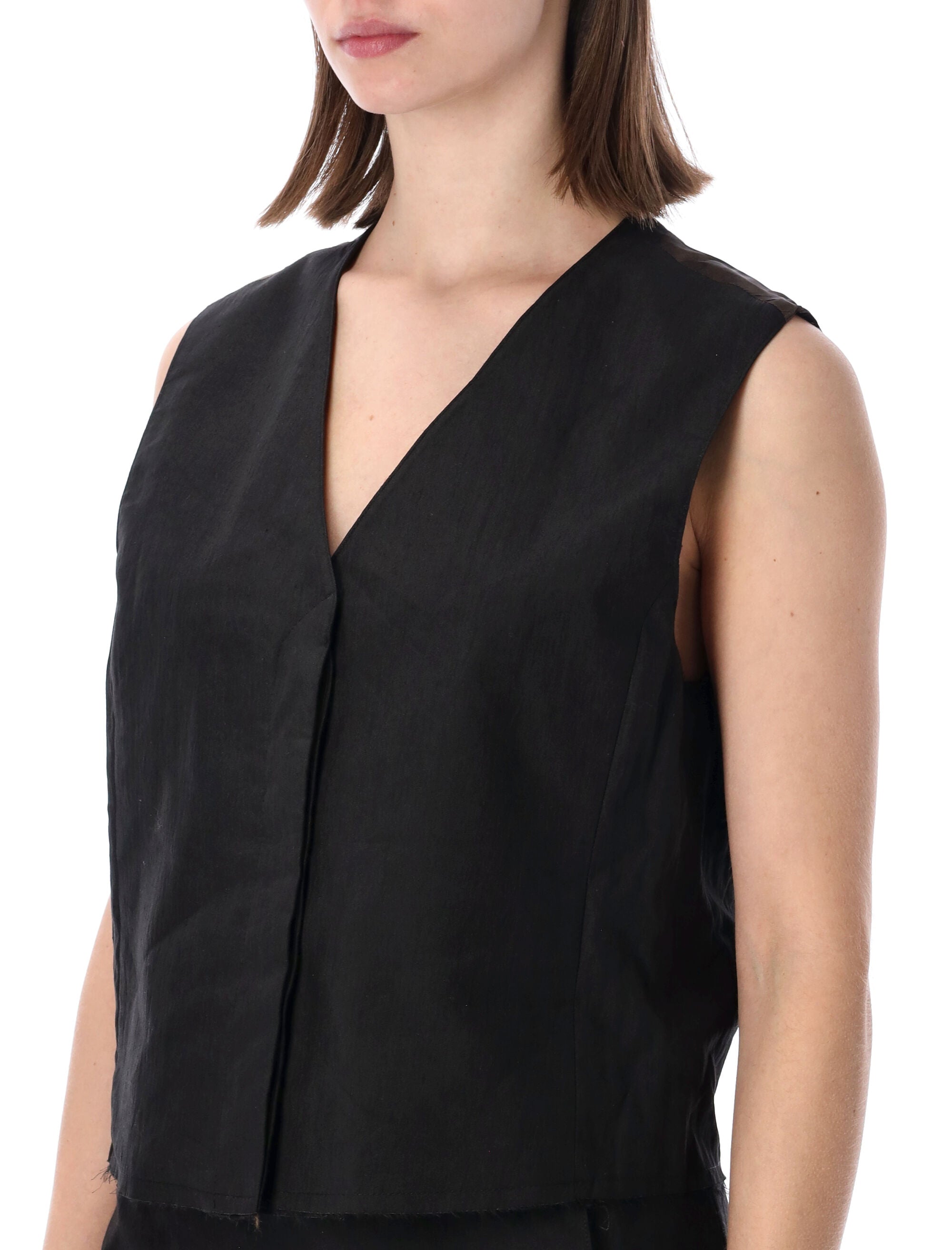 Our Legacy soot black linen blend waistcoat Vest