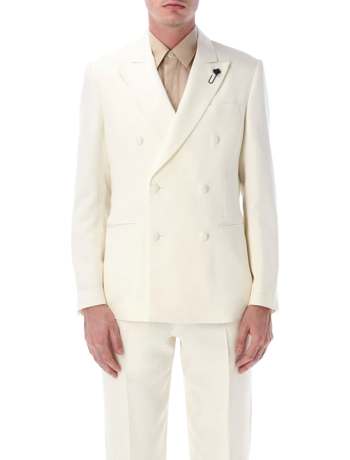 Lardini Soirée EcoVero double-breasted jacket Avorio Viscose Blazer