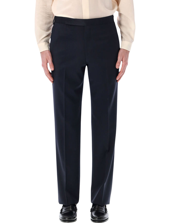 Lardini stretch crepe formal trousers Navy Virgin Wool Pant