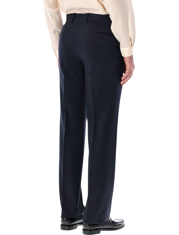 Lardini stretch crepe formal trousers Navy Virgin Wool Pant