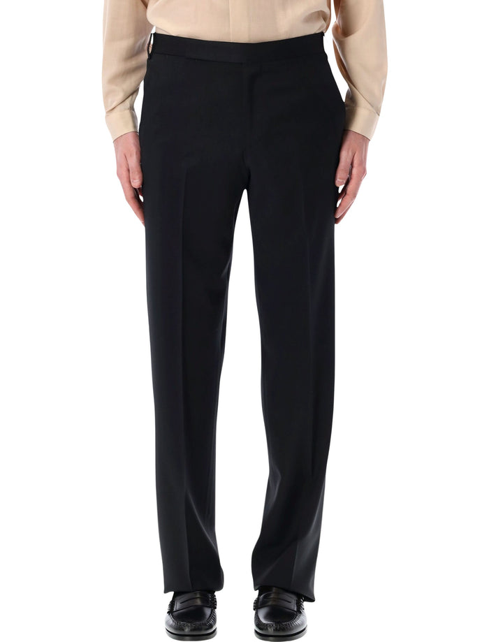 Lardini stretch crepe formal trousers Black Virgin Wool Pant
