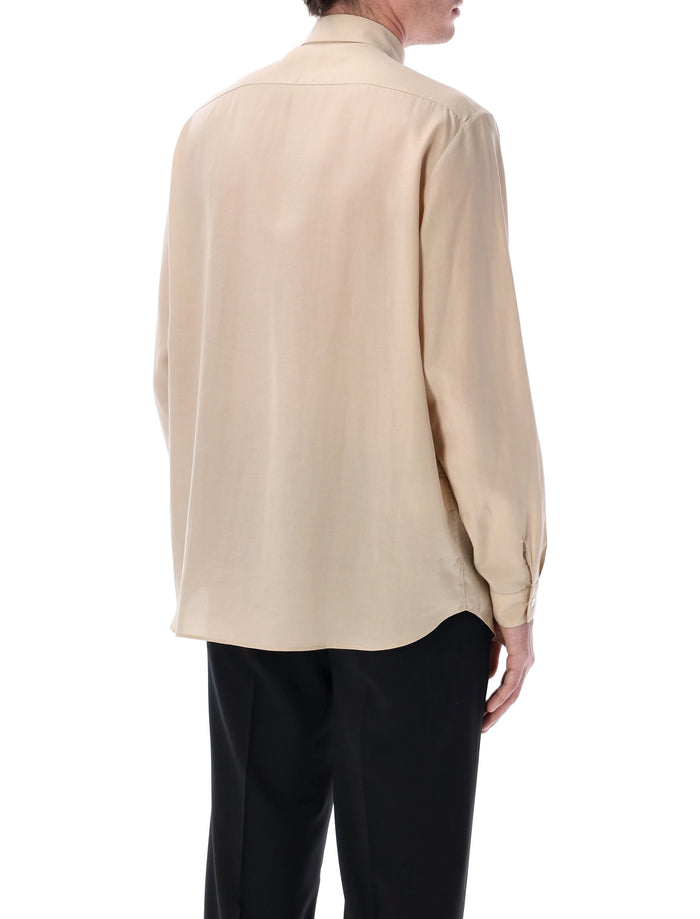 Lardini Oversized linen & lyocell shirt Beige Tencel