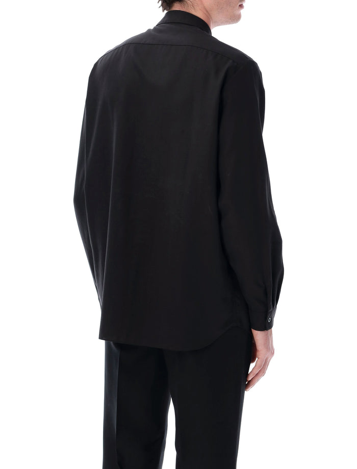 Lardini Oversized linen & lyocell shirt Black Tencel