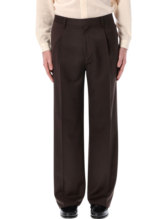 Lardini brown sartorial pleated trousers Virgin Wool Pant