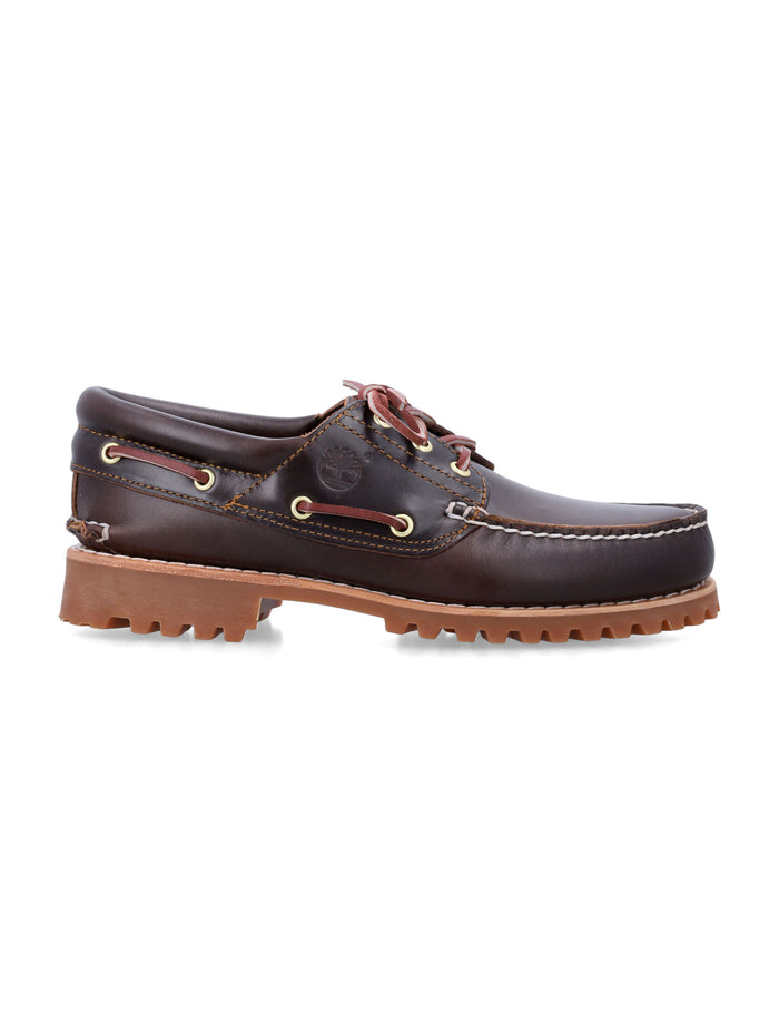 Timberland 3-Eye Lug Boat Shoes Brown Leather Sole Loafers