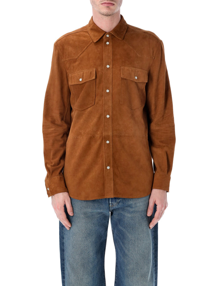 Sword 6.6.44 suede texan shirt Cognac Ovine Leather