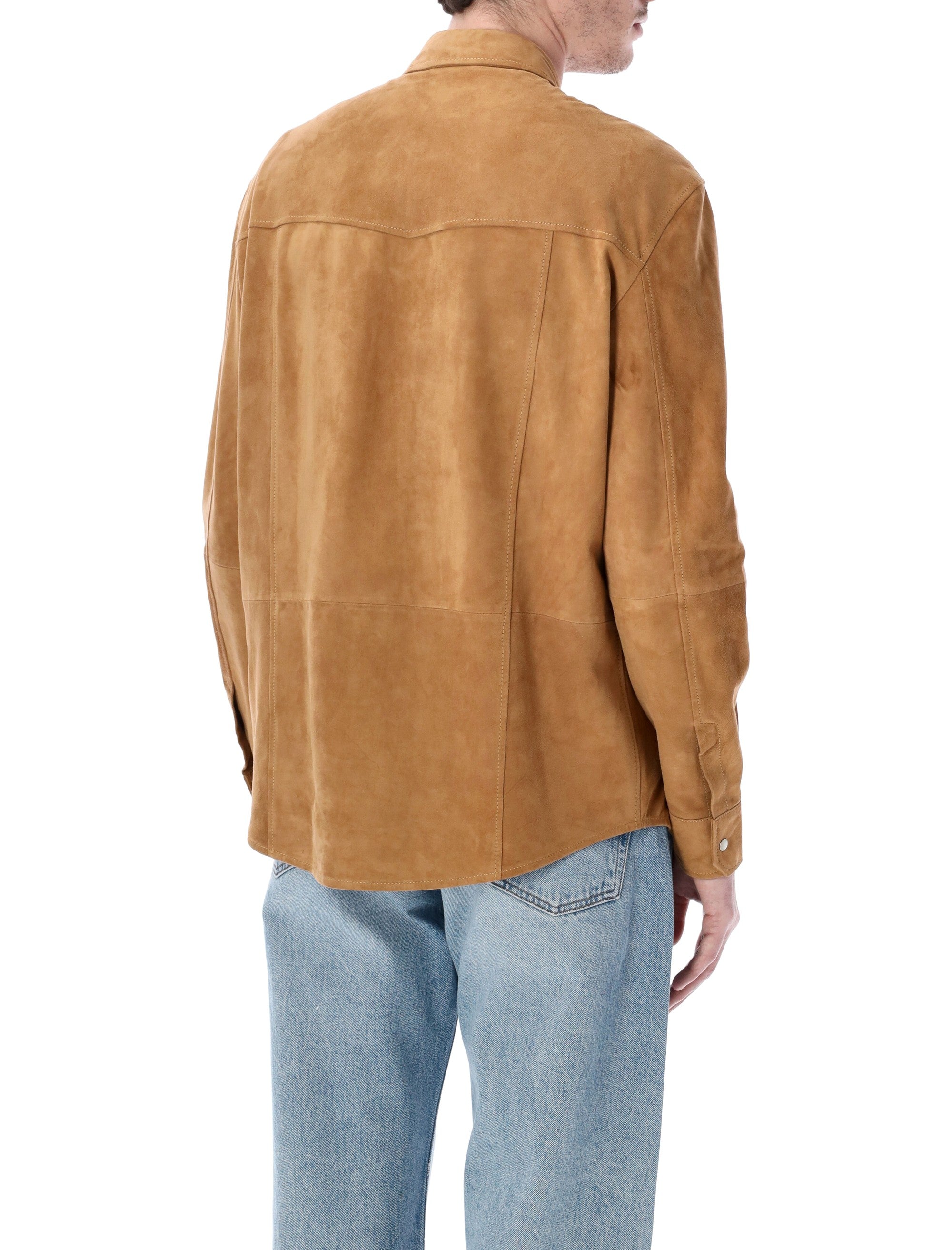 Sword 6.6.44 suede texan shirt Camel Ovine Leather