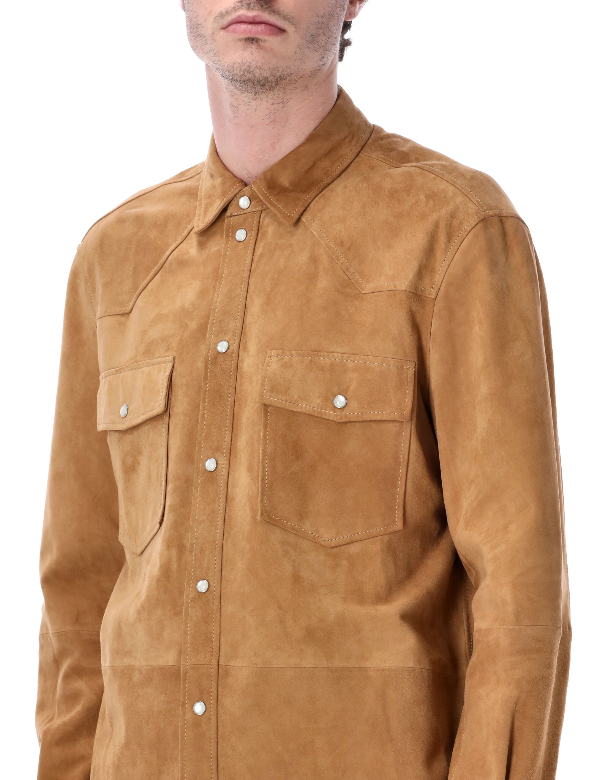 Sword 6.6.44 suede texan shirt Camel Ovine Leather