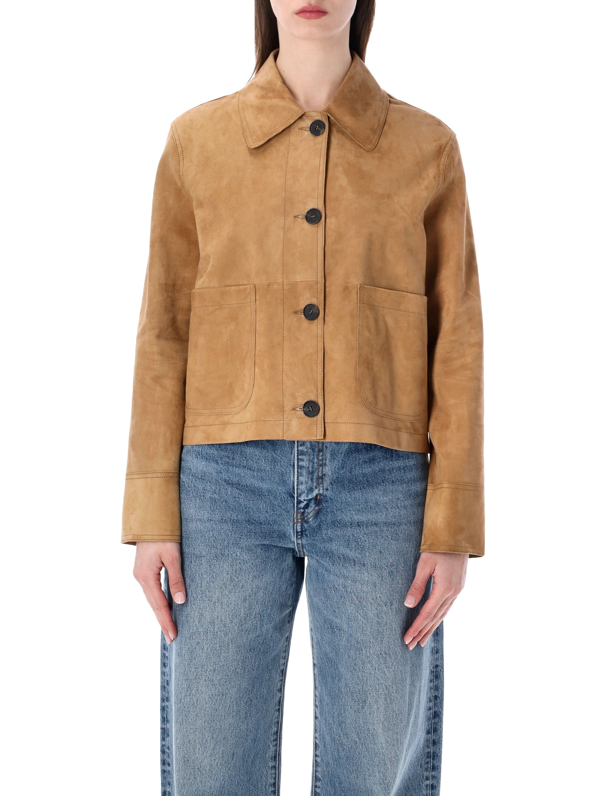 Sword 6.6.44 Suede Cropped Jacket Nutsheel Ovine Leather Outerwear