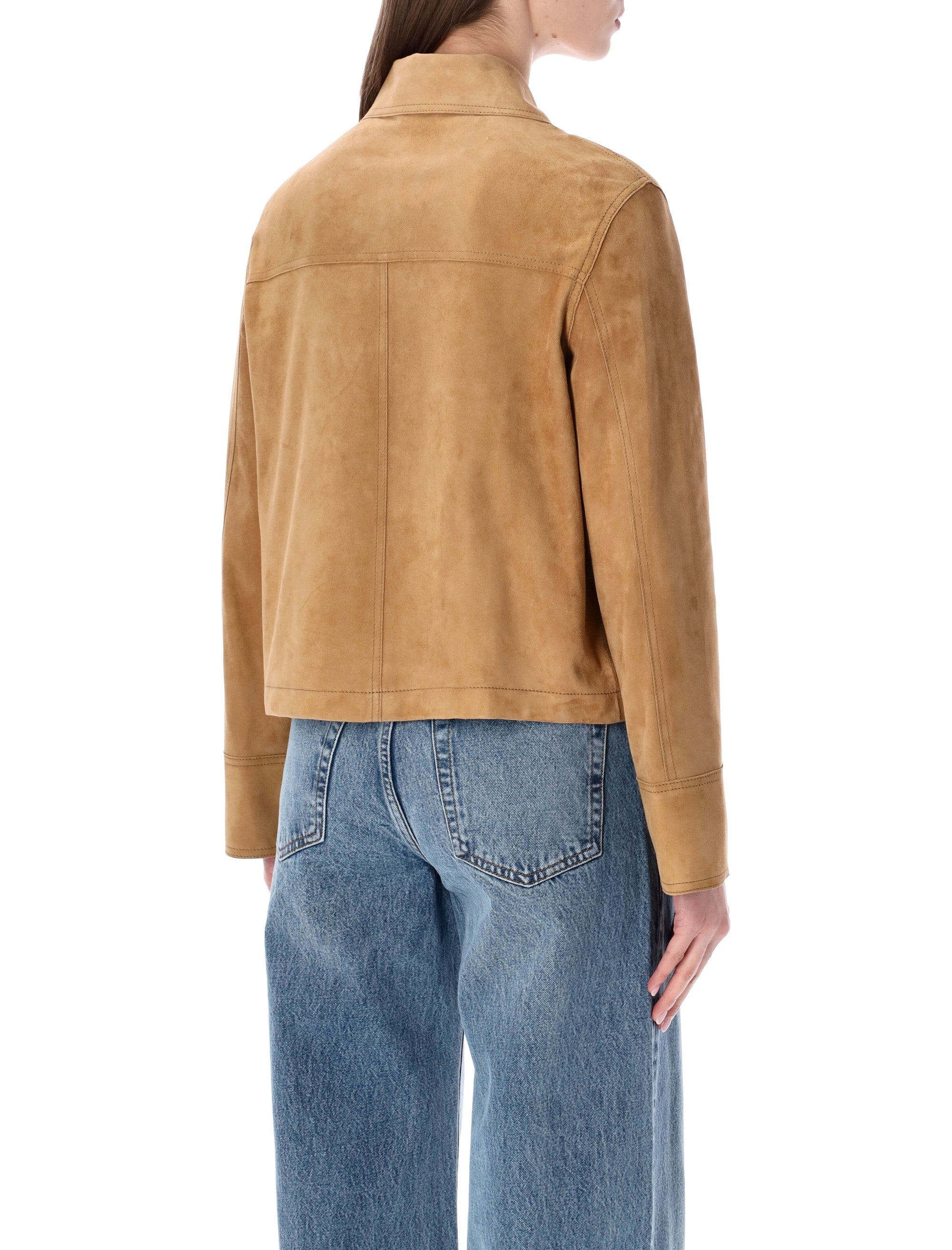 Sword 6.6.44 Suede Cropped Jacket Nutsheel Ovine Leather Outerwear