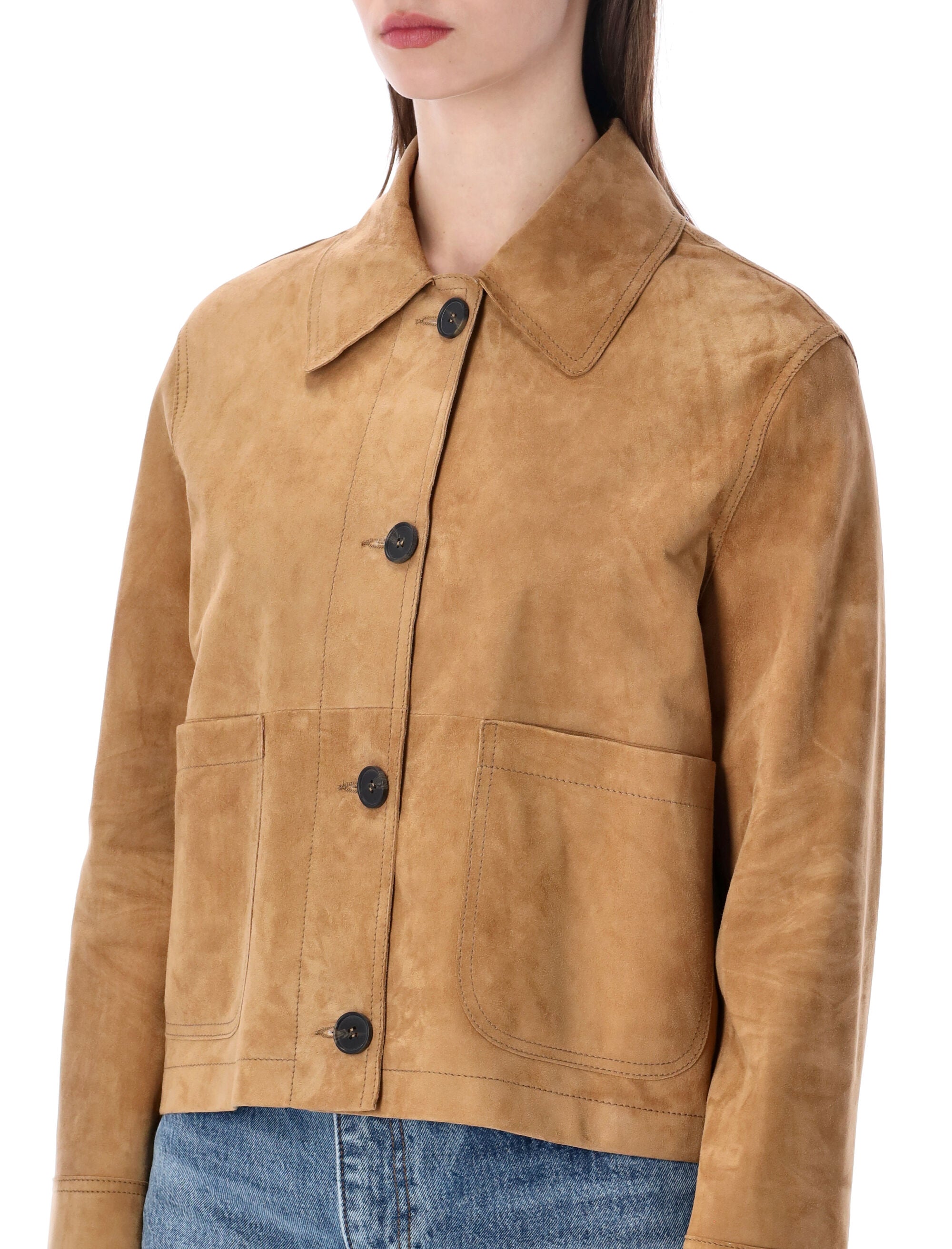 Sword 6.6.44 Suede Cropped Jacket Nutsheel Ovine Leather Outerwear