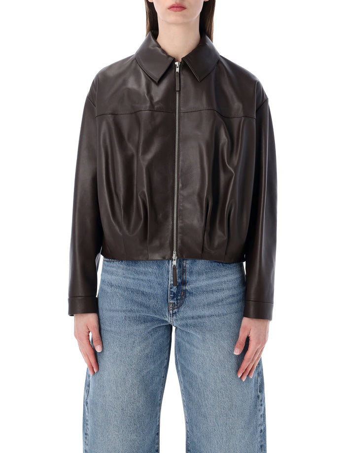 Sword 6.6.44 cropped nappa leather bomber Wood Ovine Jacket