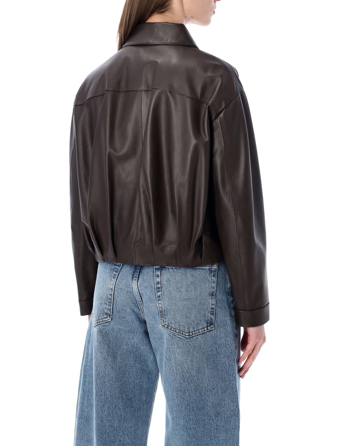 Sword 6.6.44 cropped nappa leather bomber Wood Ovine Jacket