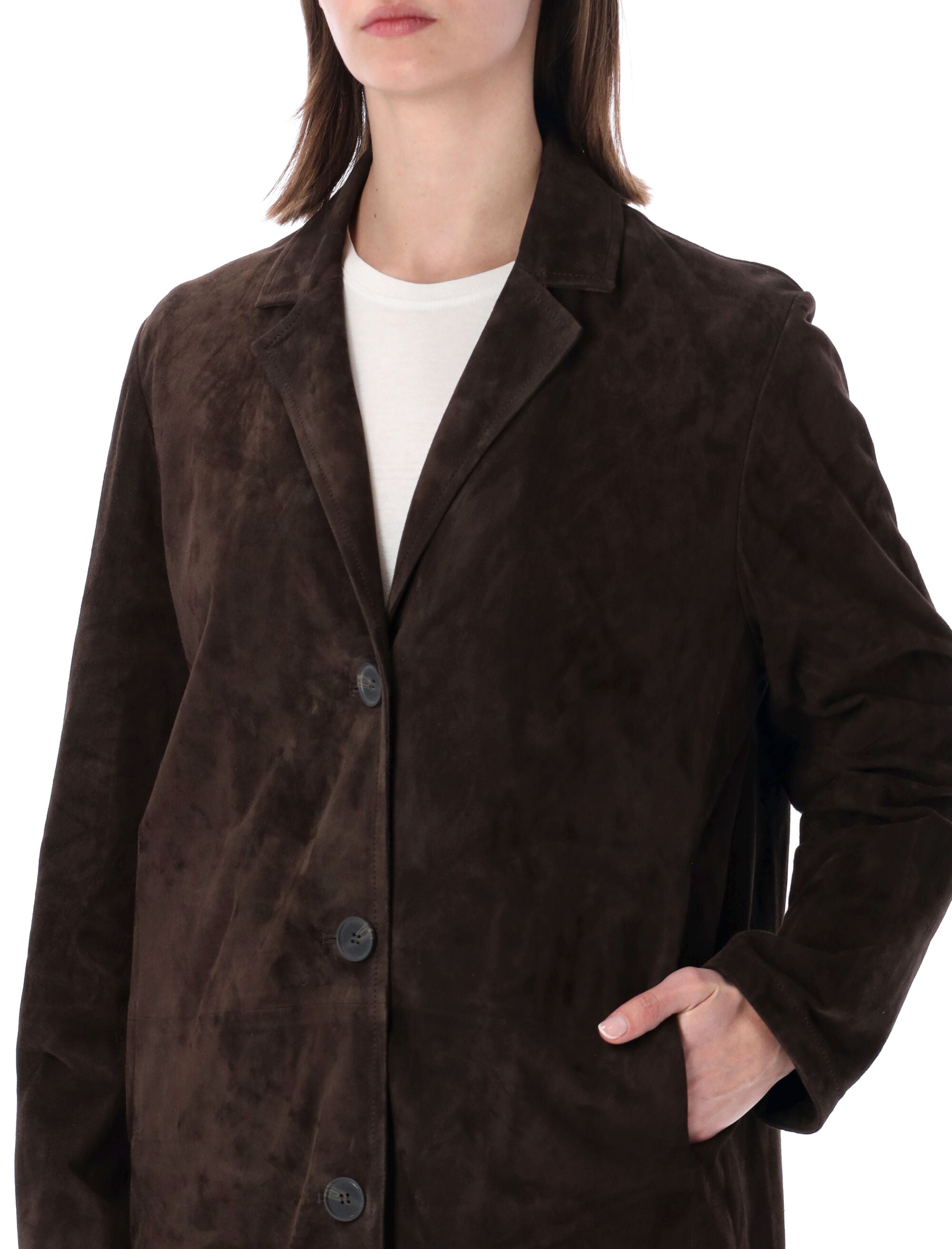 Sword Suede Leather Coat Cafeine Ovine