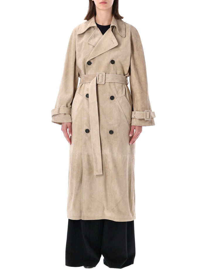Sword Suede Leather Trench Coat Linen Ovine Jacket