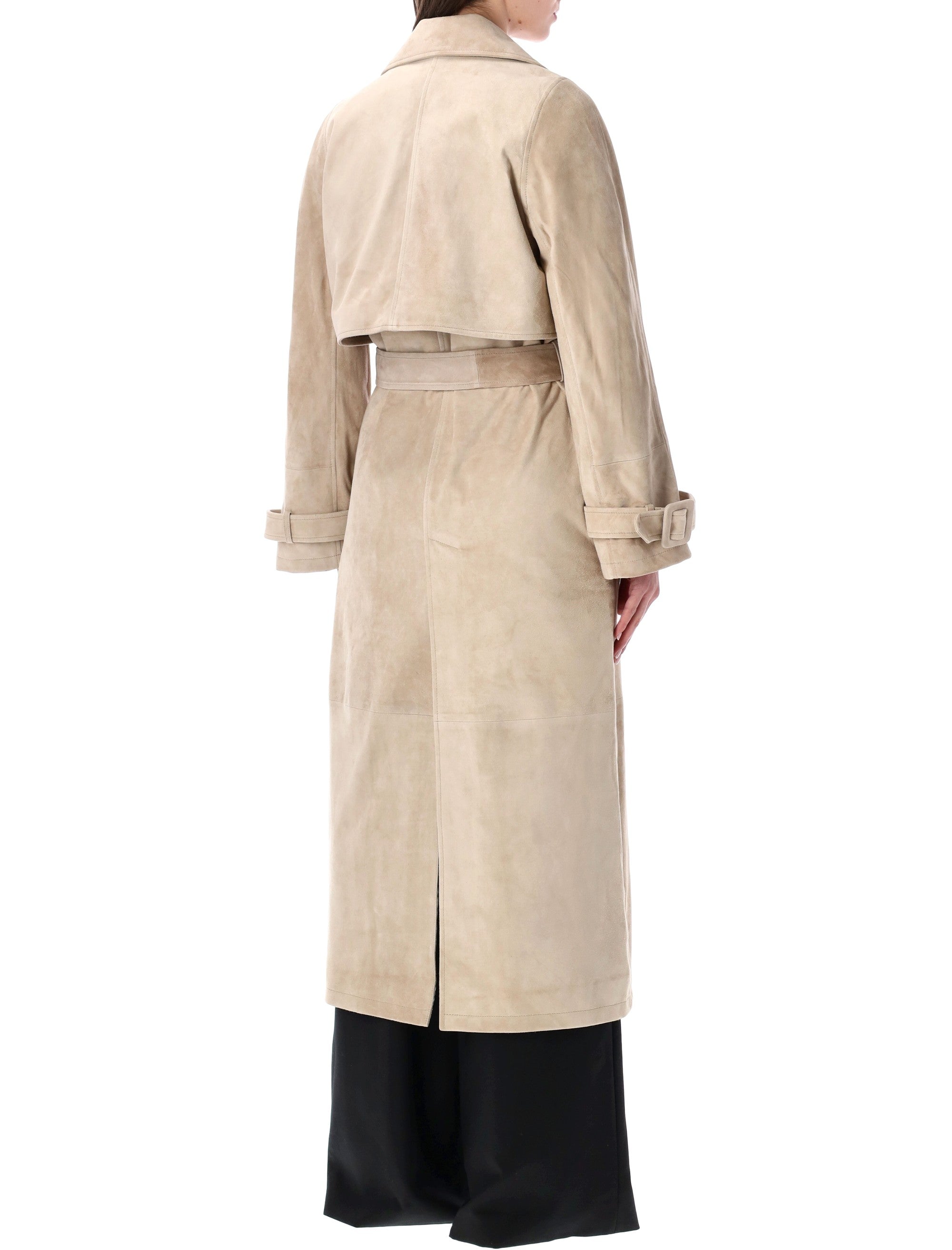 Sword Suede Leather Trench Coat Linen Ovine Jacket