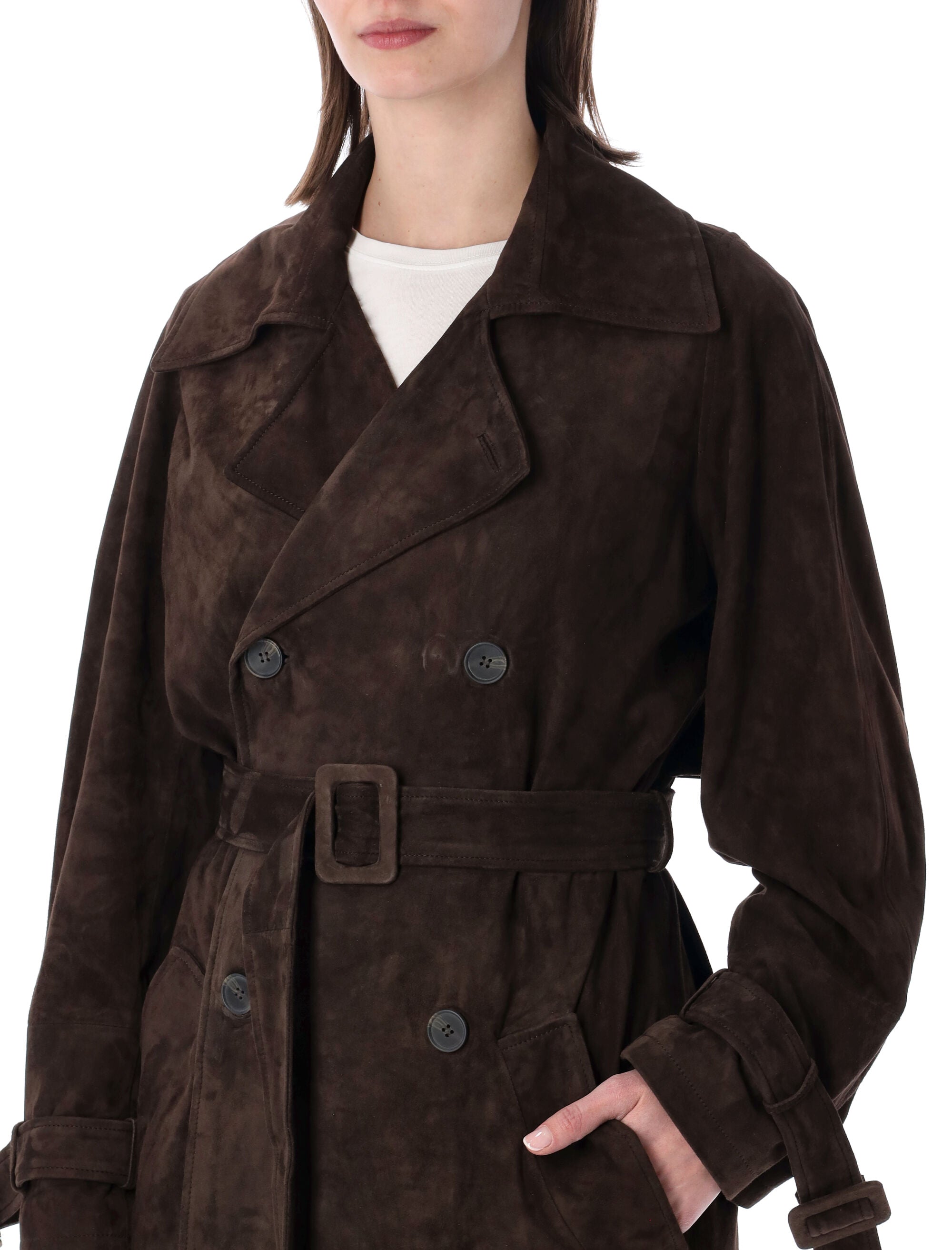 Sword suede leather trench coat Cafeine Ovine Jacket