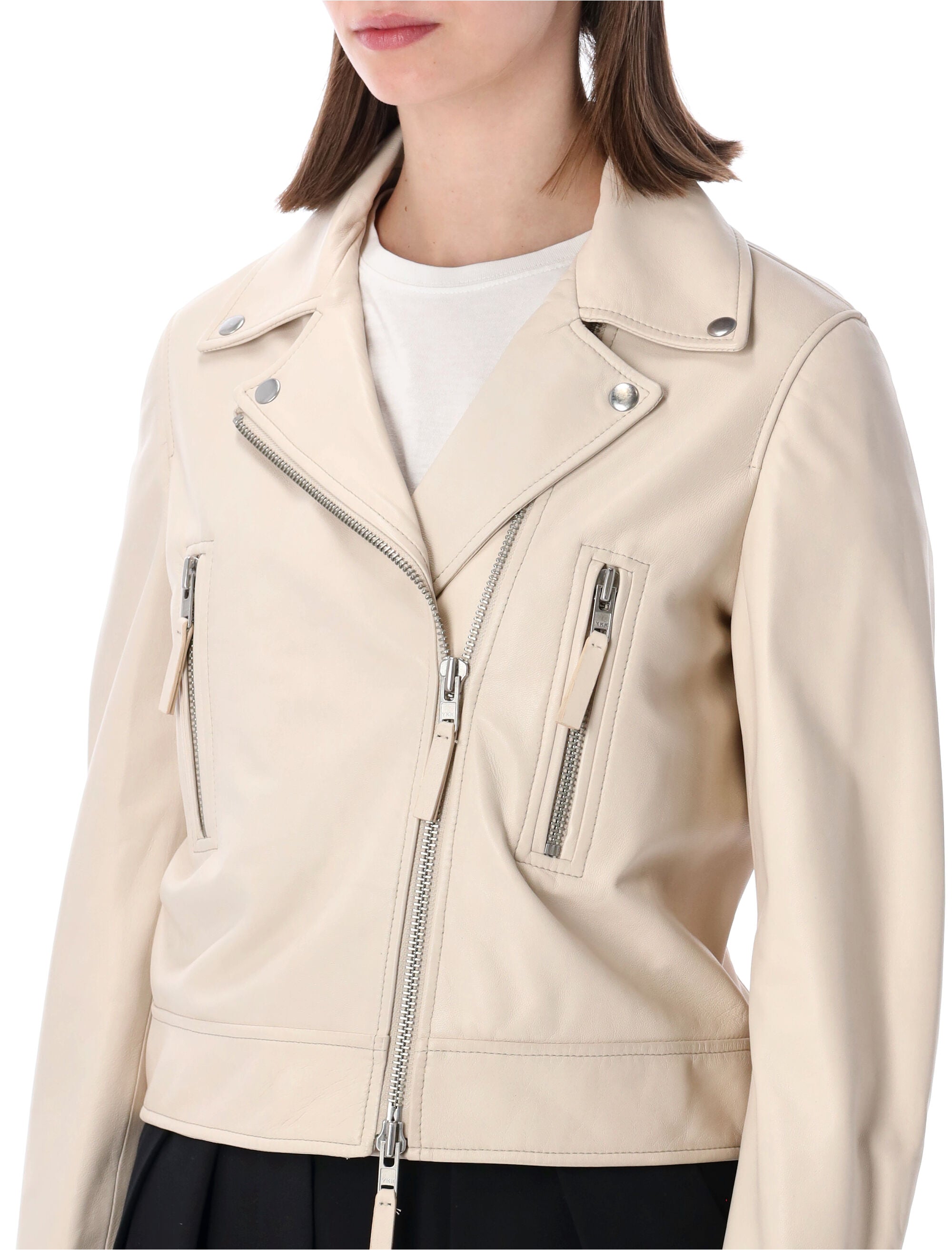 Sword Classic Biker leather jacket Oyster Ovine
