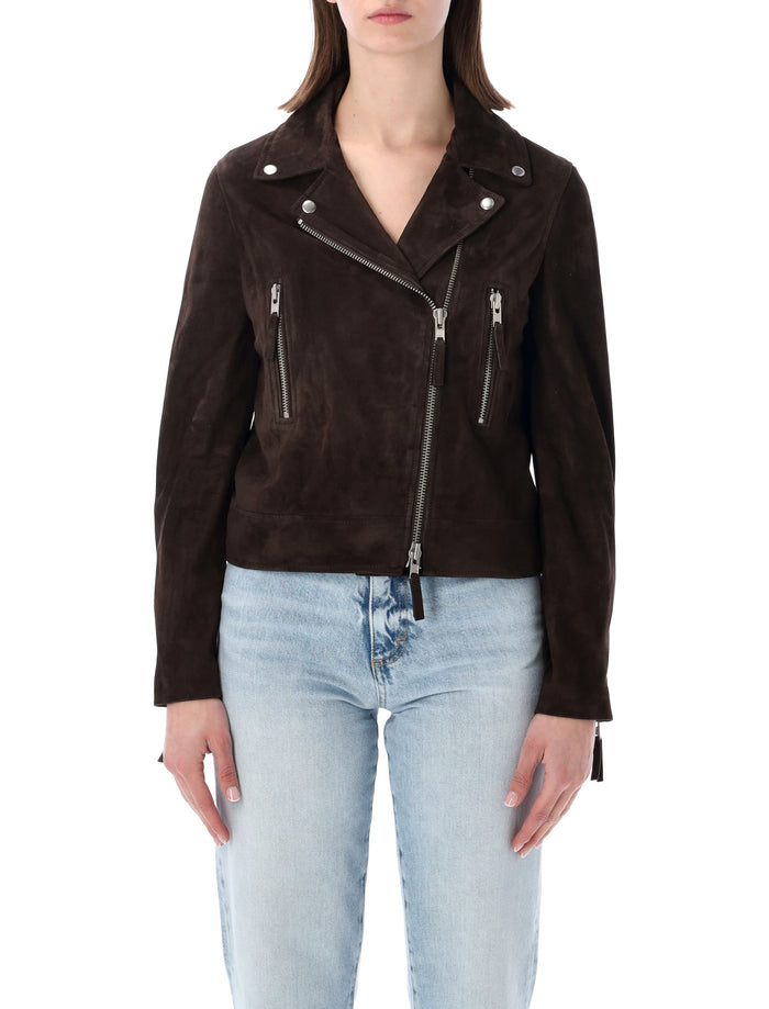 Sword Classic Biker Suede Leather Jacket Cafeine Ovine