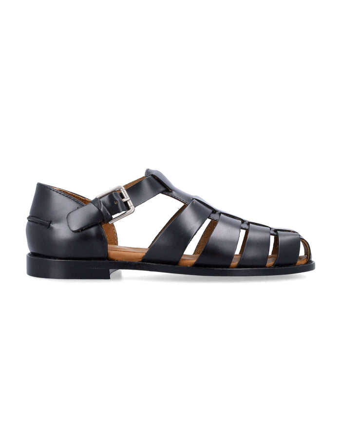 Sebago Black Leather Gurkha Tale Sandals Upper