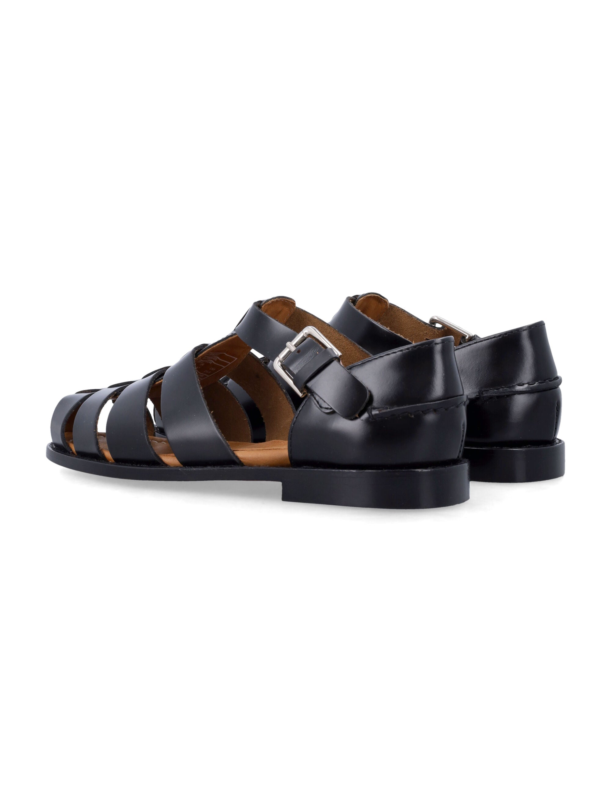 Sebago Black Leather Gurkha Tale Sandals Upper