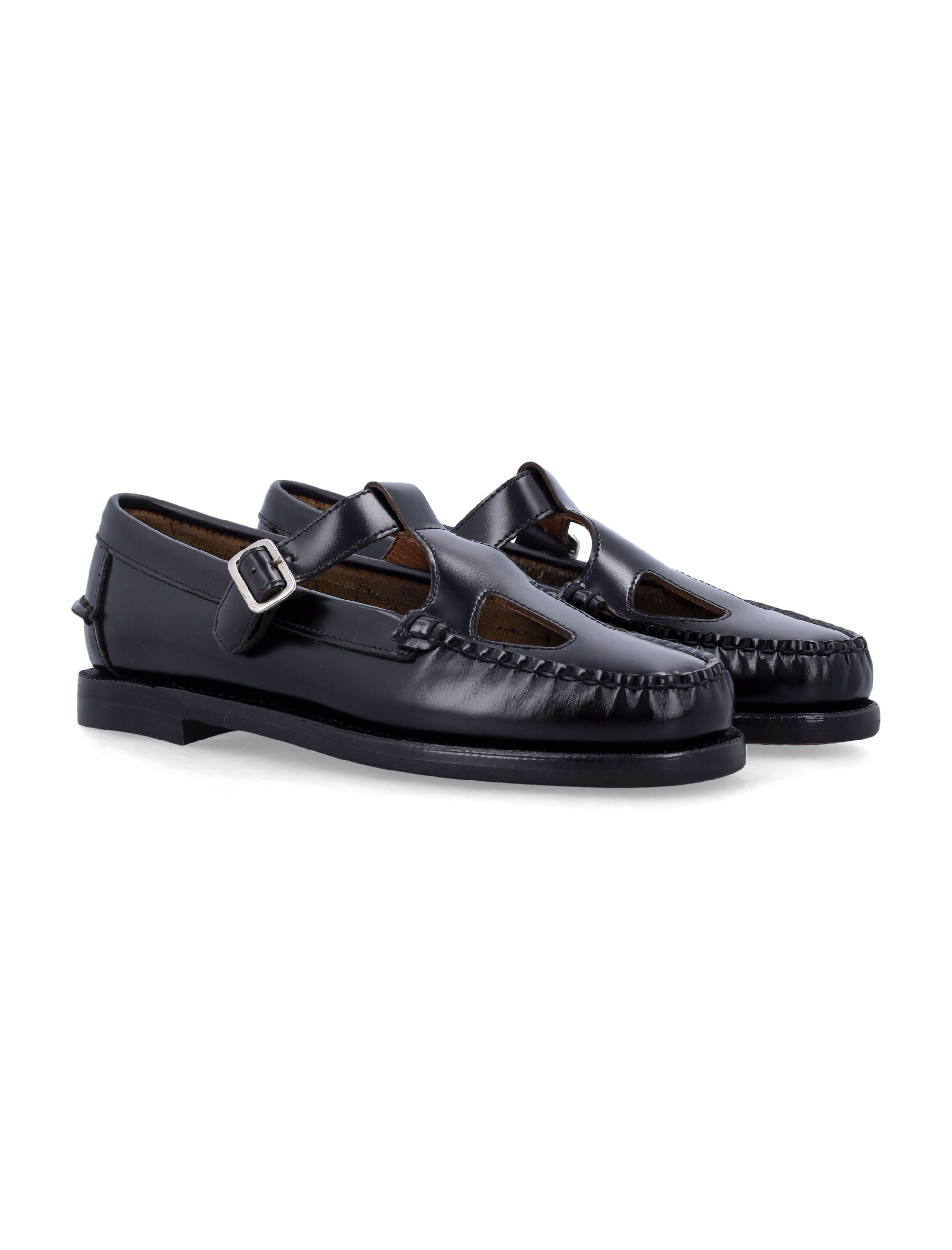 Sebago Angelina tale black leather moccasins Upper Loafers