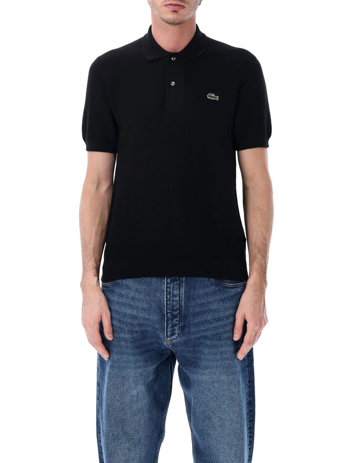 Lacoste Bouclé Knit Polo Classic Fit Black Cotton T-shirt