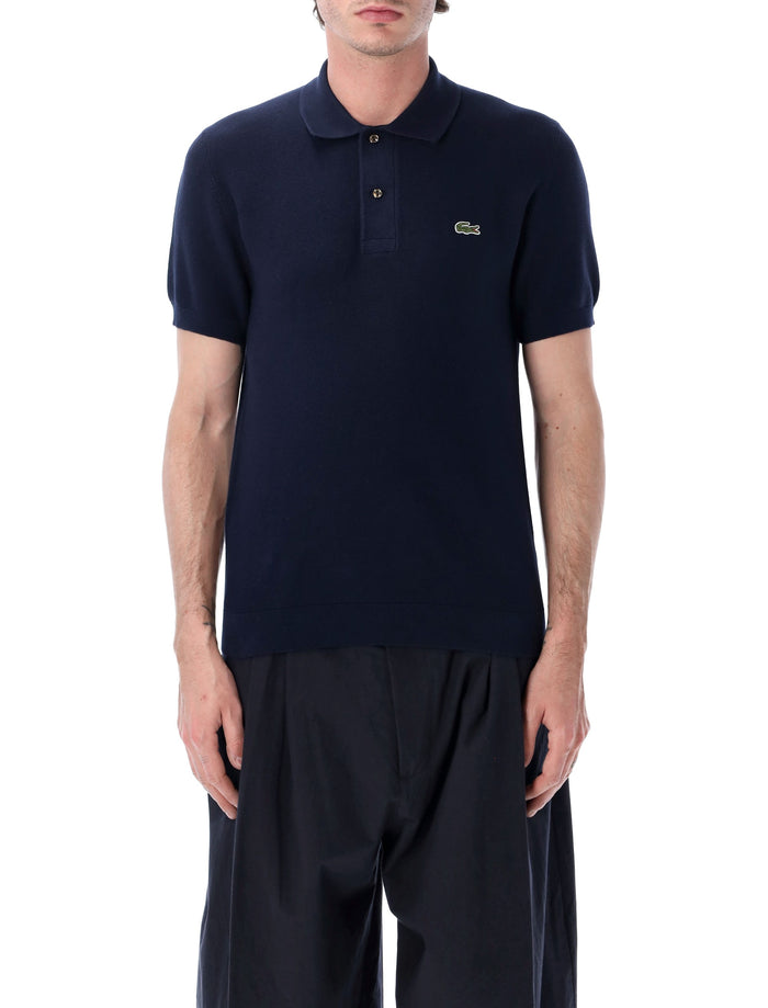 Lacoste Bouclé Knit Polo Classic Fit Navy Cotton T-shirt