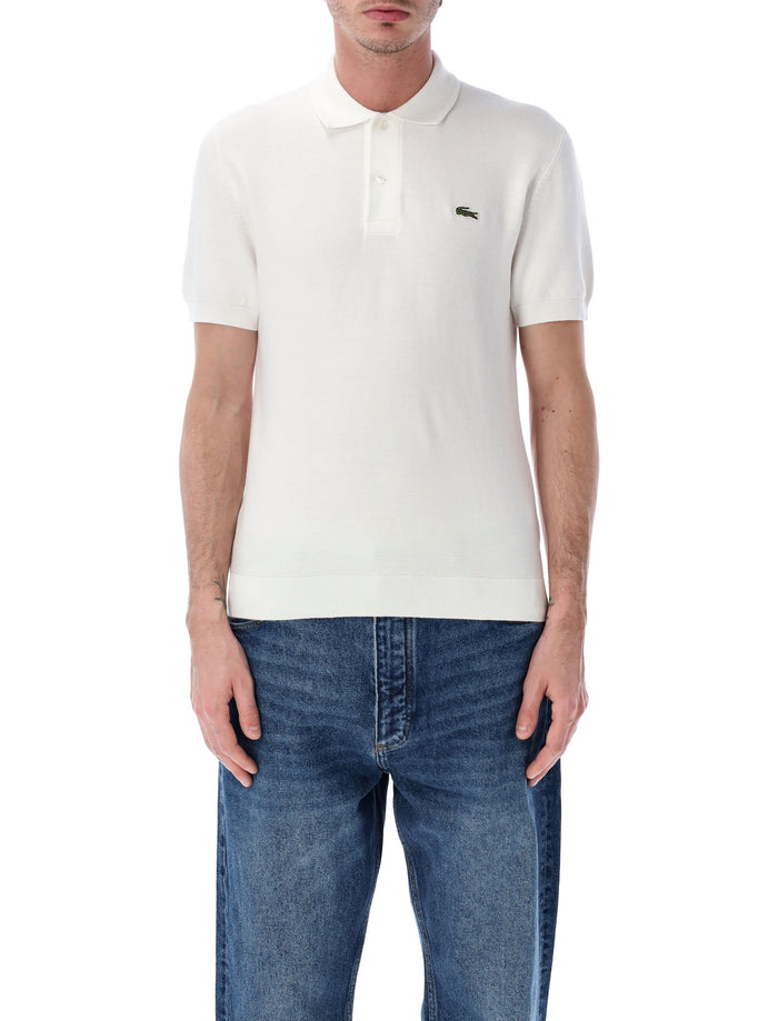 Lacoste Bouclé Knit Polo Classic Fit White Cotton T-shirt