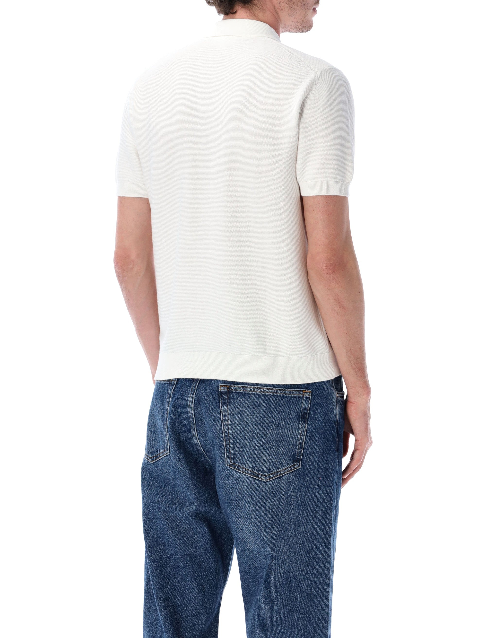 Lacoste Bouclé Knit Polo Classic Fit White Cotton T-shirt