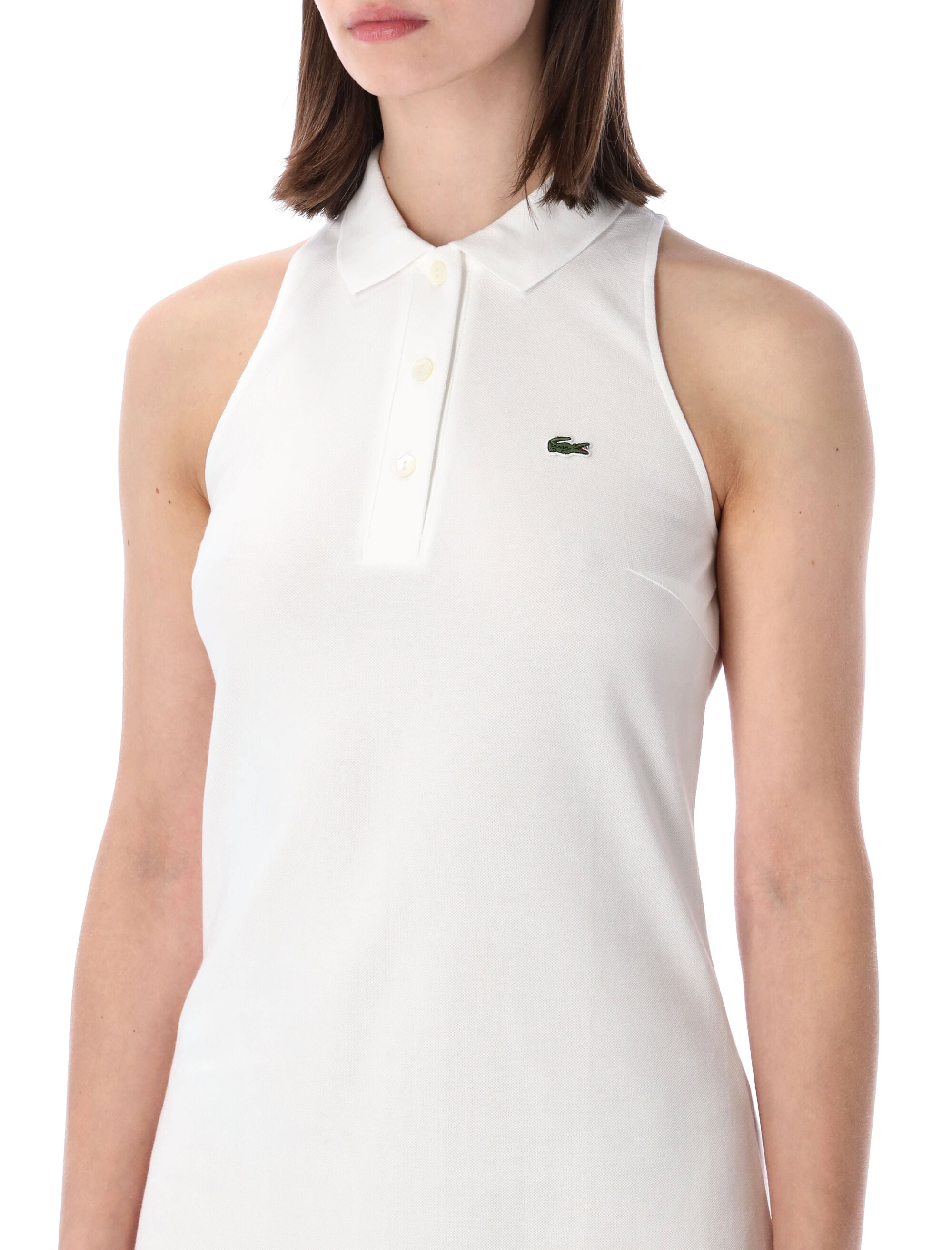 Lacoste Sleeveless Cotton Polo Dress White