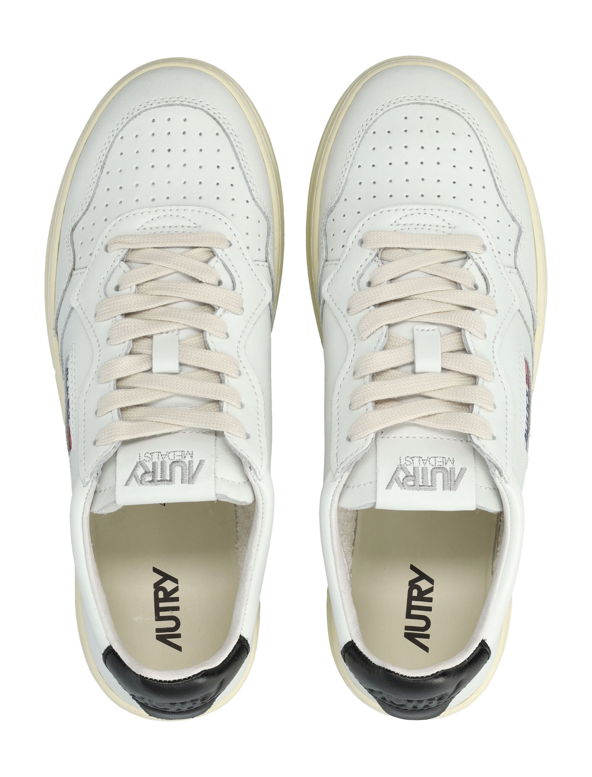 Autry Medalist Leather Low Sneakers - White Black Upper
