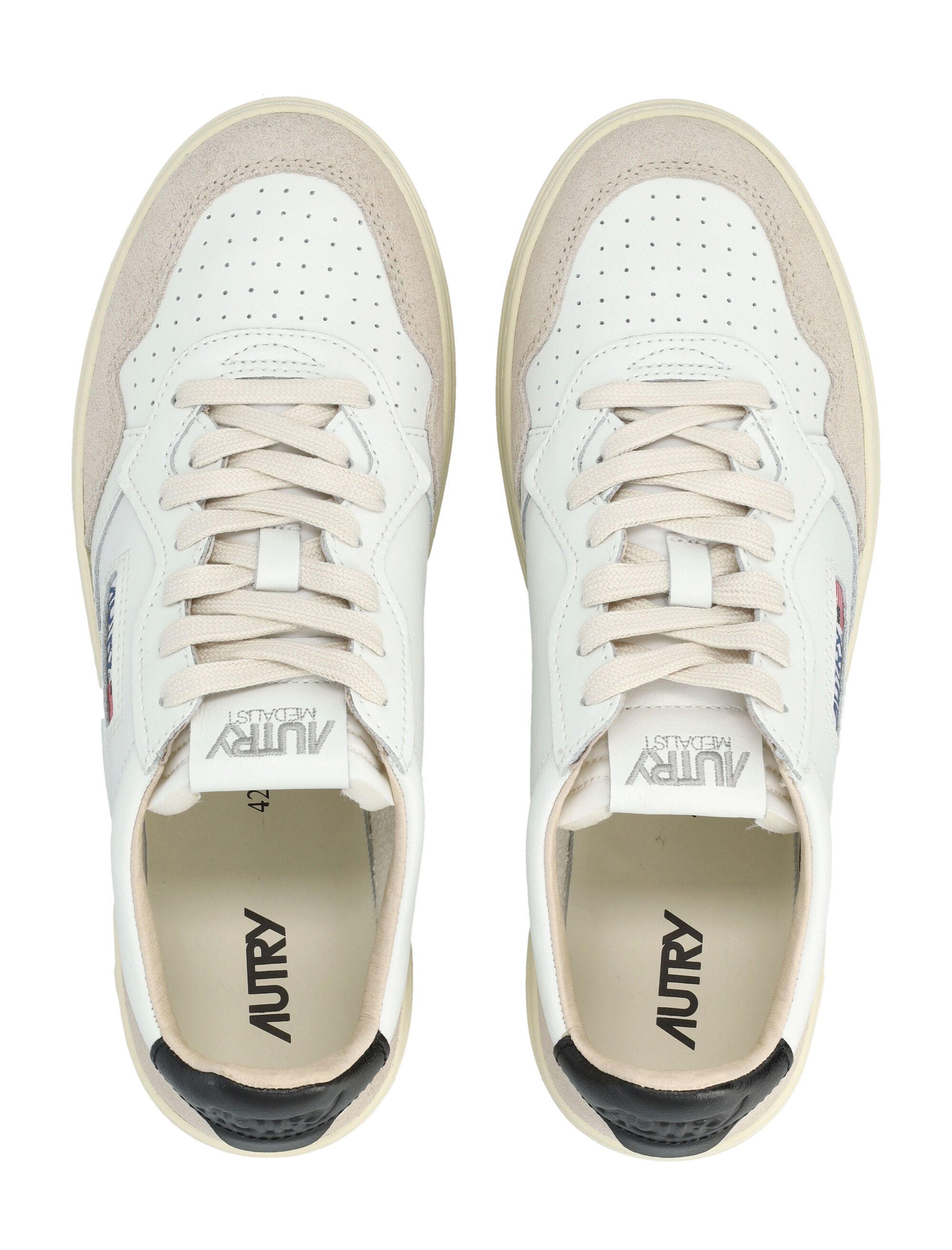Autry Medalist Leather And Suese Low Sneakers - White Black Upper