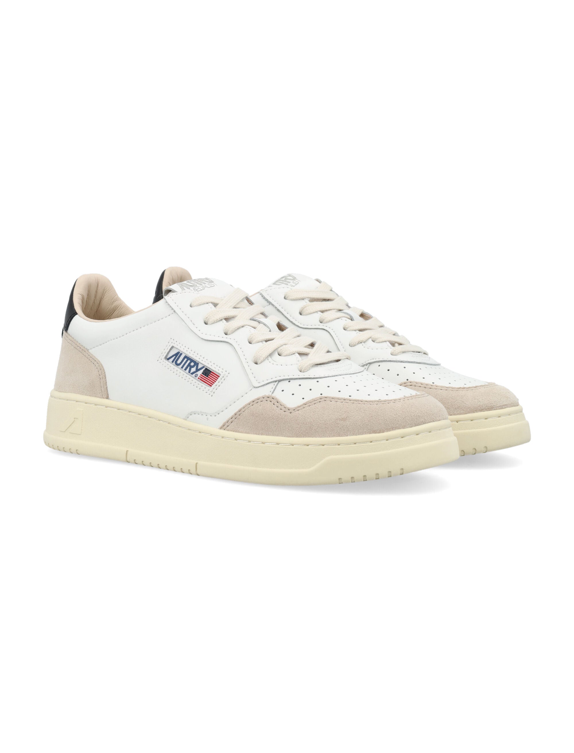 Autry Medalist Leather And Suese Low Sneakers - White Black Upper