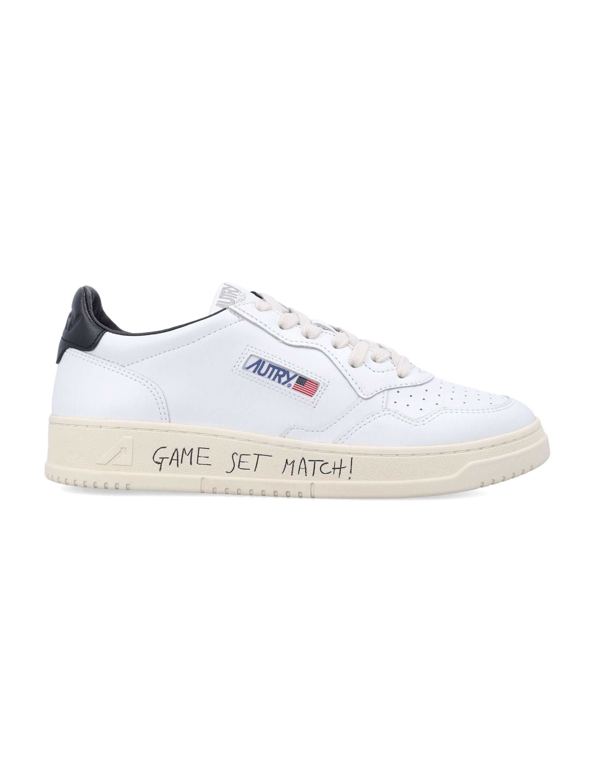 Autry Medalist Low White & Black Leather Sneakers Upper