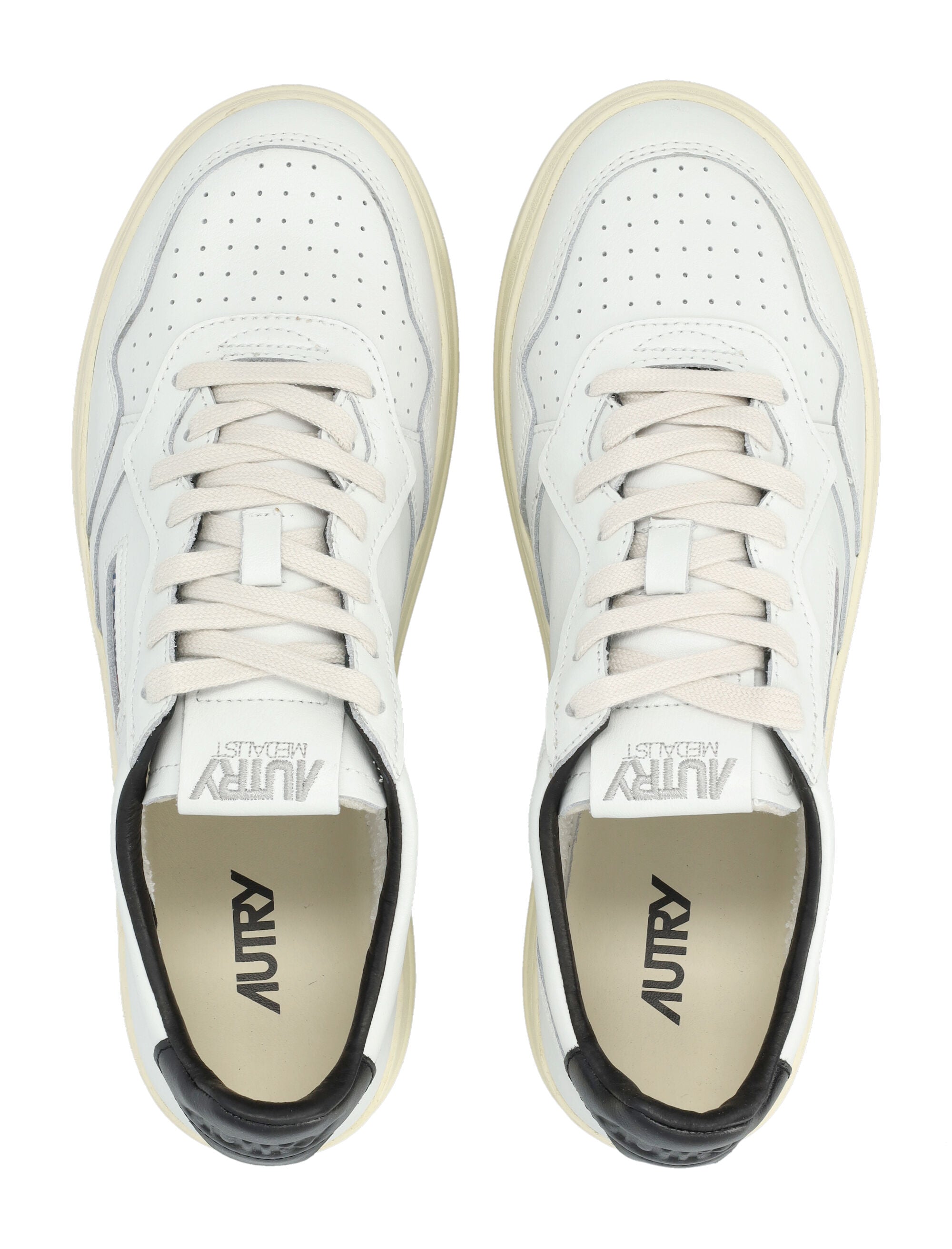 Autry Medalist Low White & Black Leather Sneakers Upper