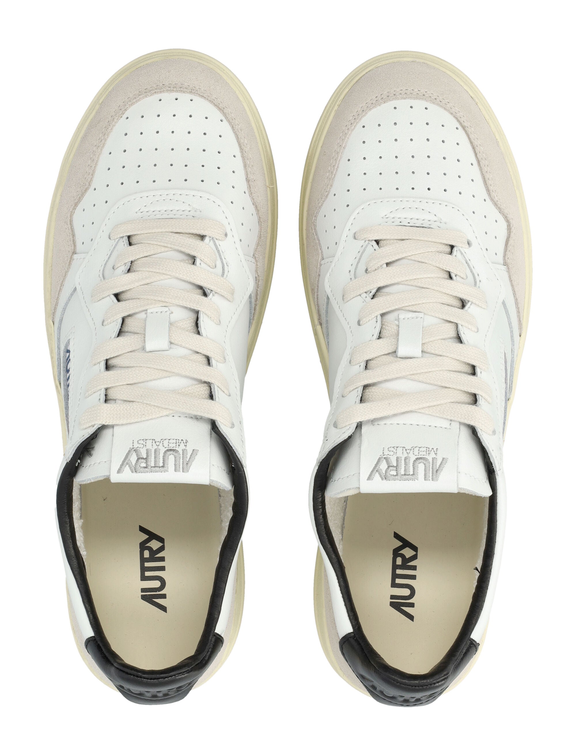 Autry Medalist Low White & Black Leather And Suede Sneakers Upper
