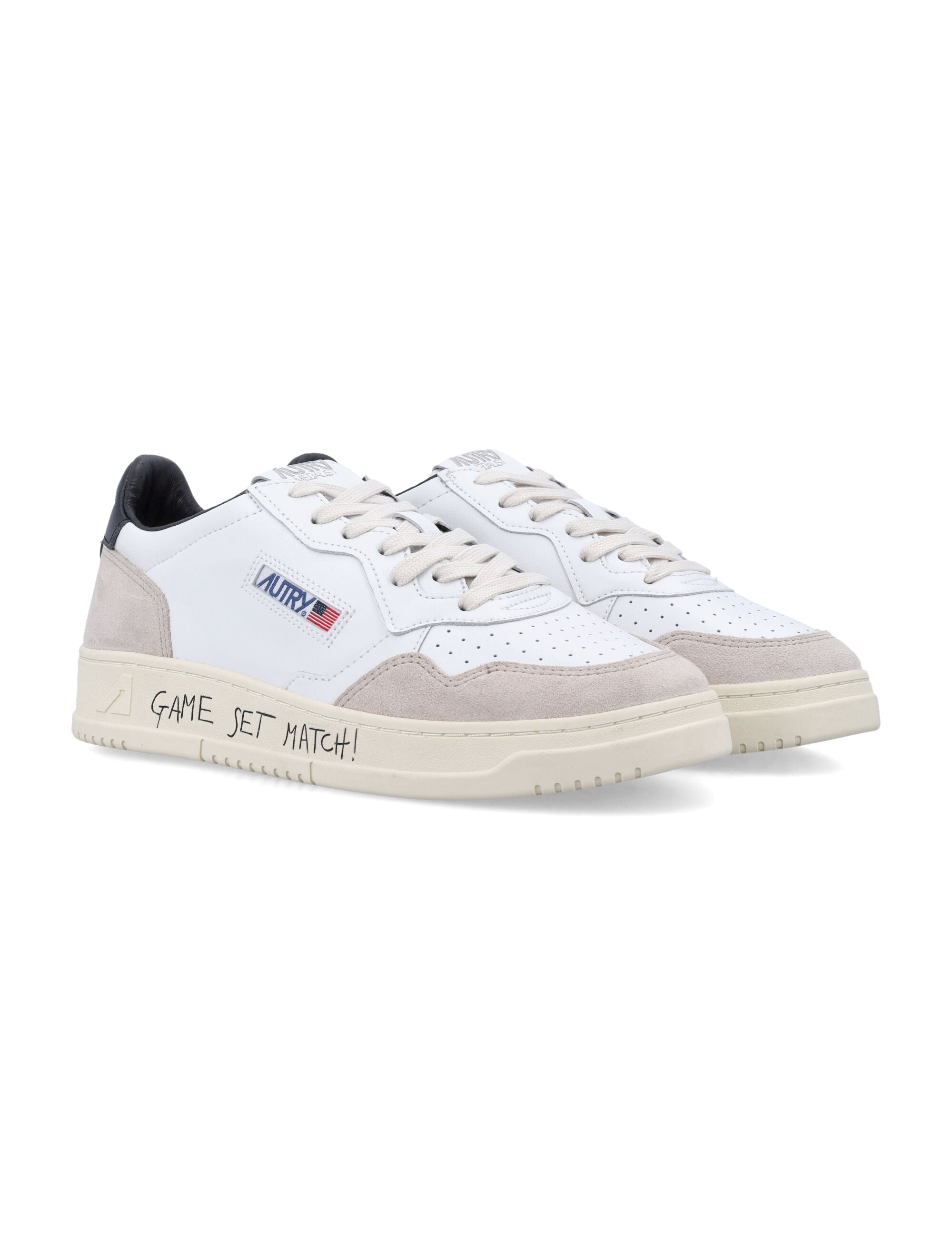 Autry Medalist Low White & Black Leather And Suede Sneakers Upper