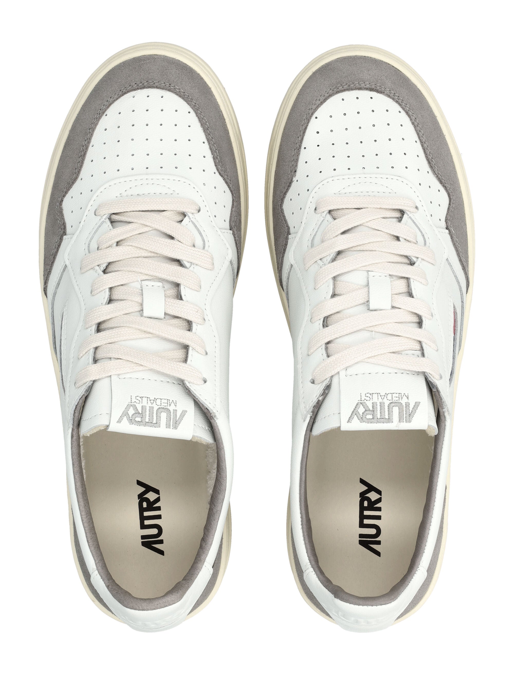 Autry Medalist Low White Leather & Vapor Suede Sneakers Upper