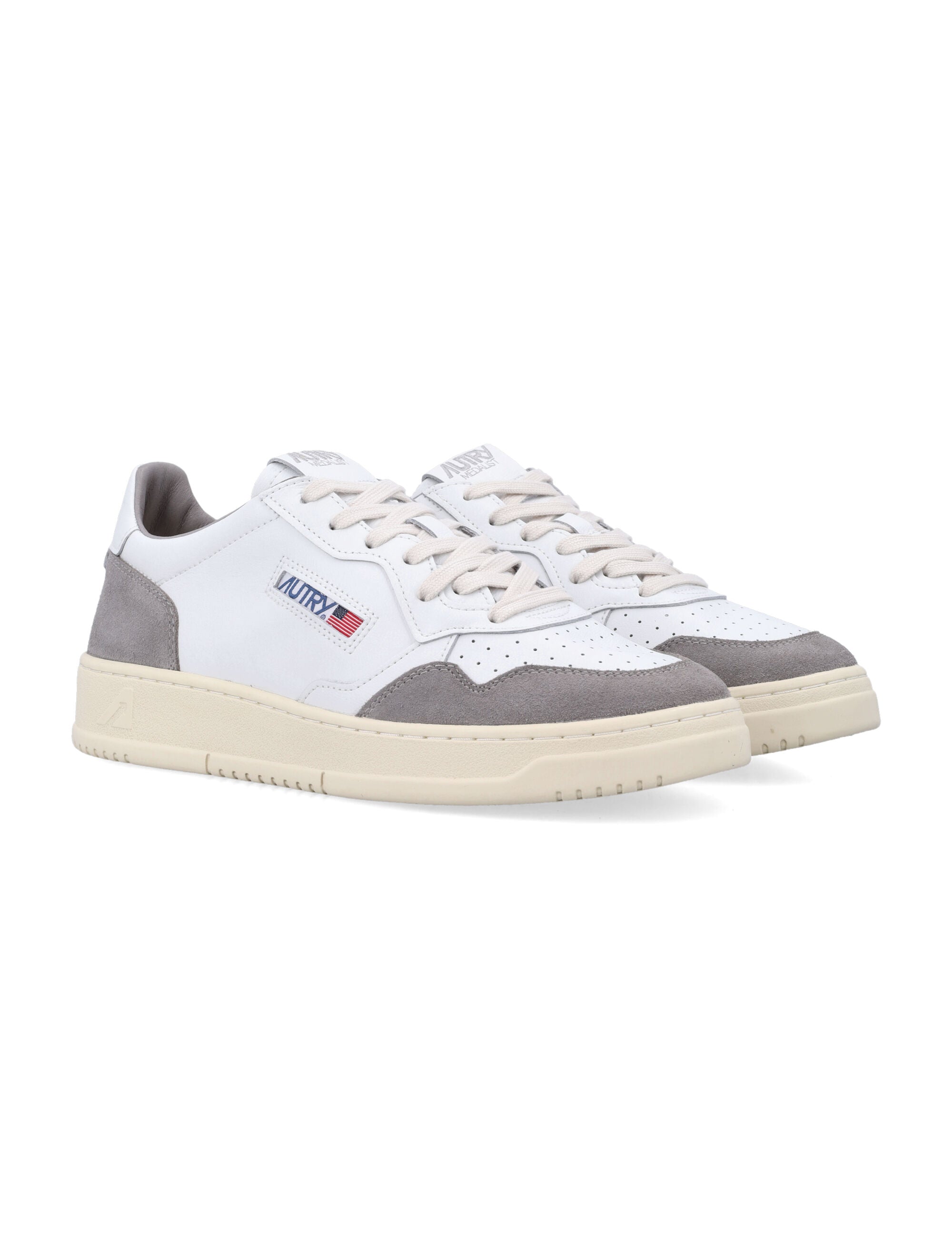 Autry Medalist Low White Leather & Vapor Suede Sneakers Upper