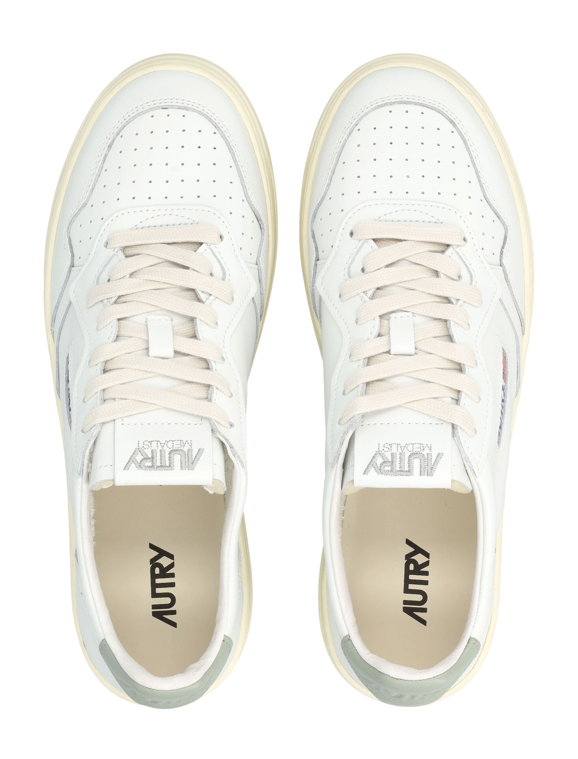 Autry Medalist Leather Low Sneakers - White See Grass Sea Upper