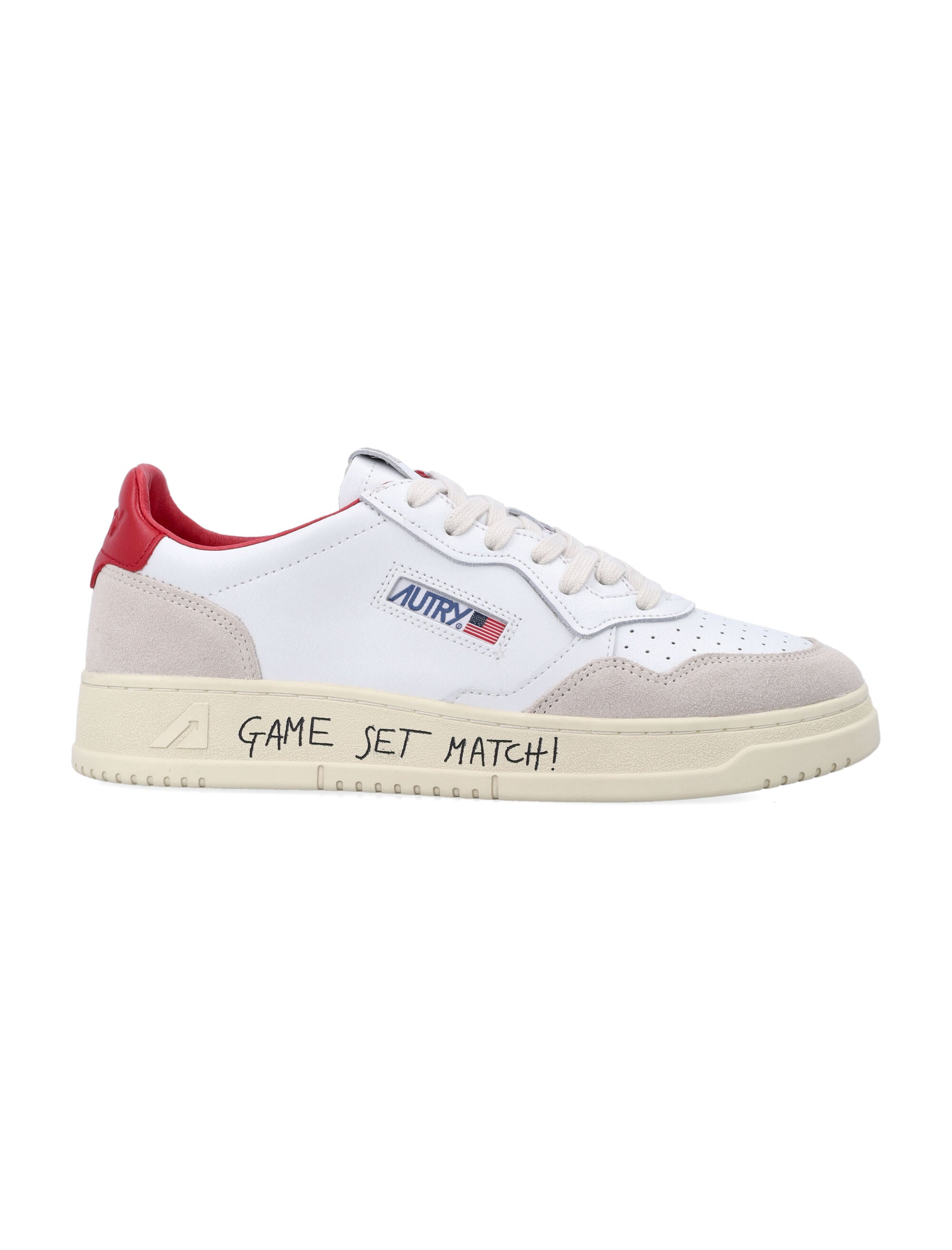 Autry Medalist Low White & Red Leather And Suede Sneakers Upper